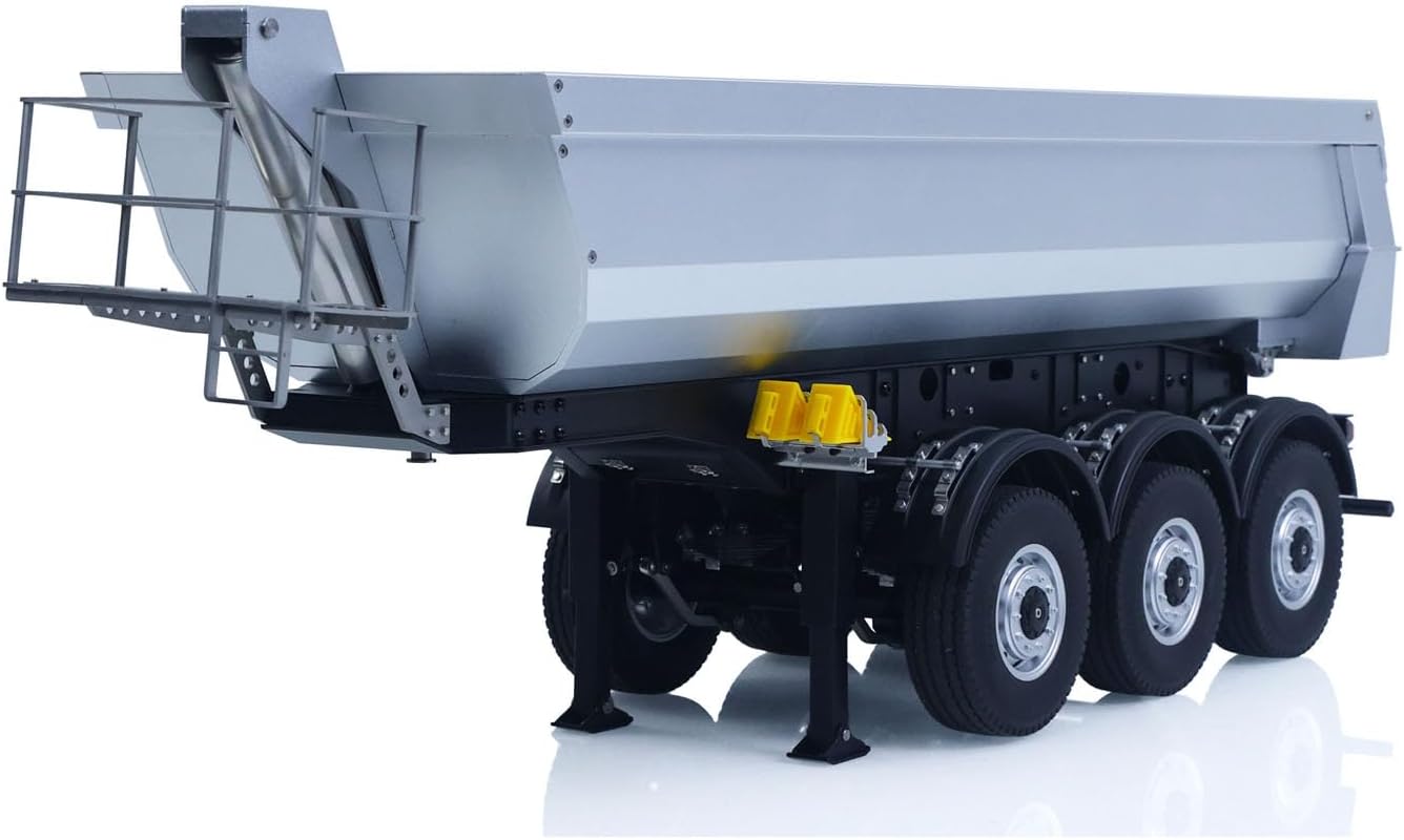 US in Stock, 26.1Inches KABOLITE 1/14 Metal Radio Control Semi Trailer Dumper Electric Lifting for RC Tractor Truck SC 770S Light Support Leg Hobby Grade Model Parts(Silver)