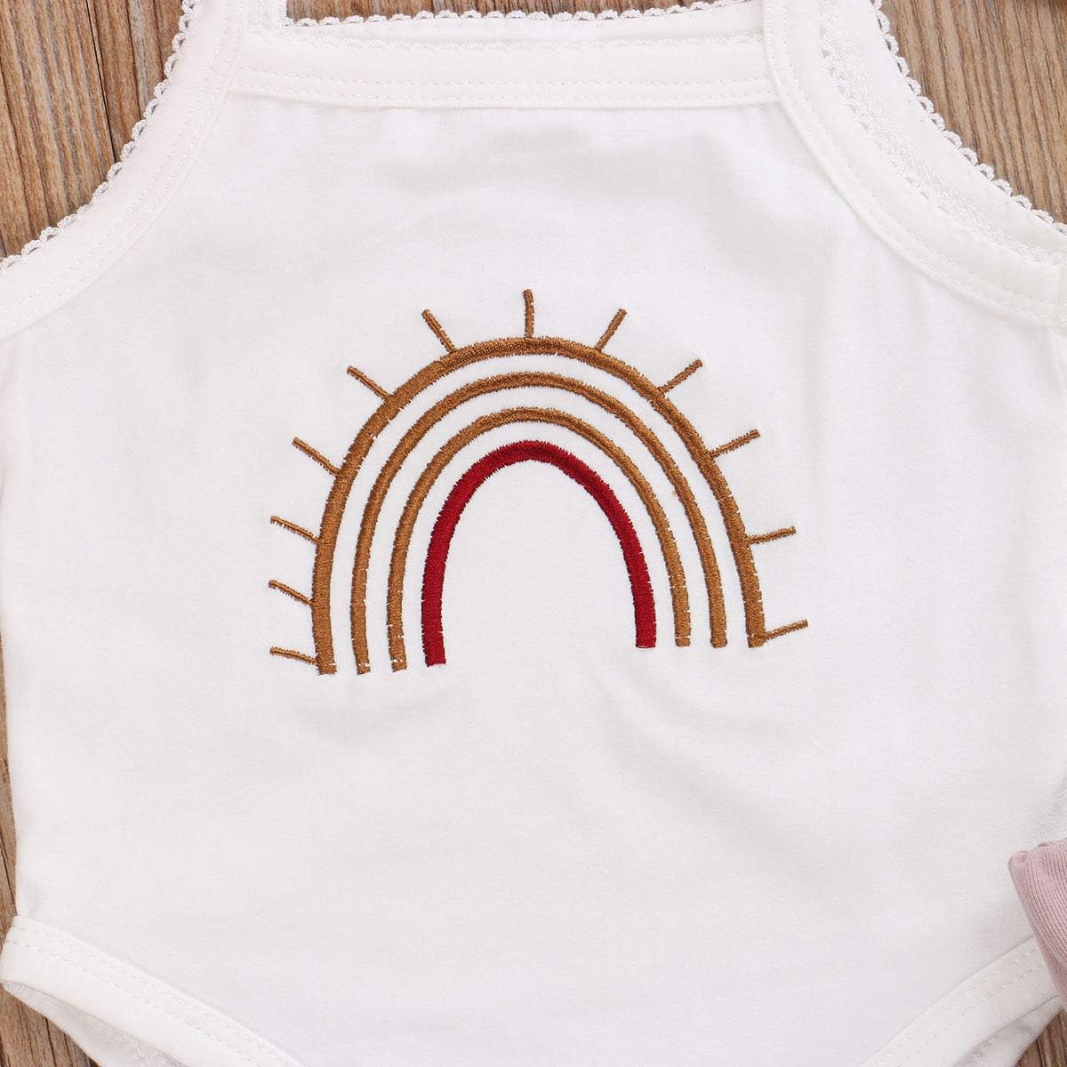Thorn Tree Newborn Baby Girls Clothes Cotton Suit Cute Baby Kid Infant Romper Play Wear Summer Rainbow Outfits 3pcs White Rianbow Bodysuit&purple 0-3 Months image 4 of 7 B08BC4LZWX