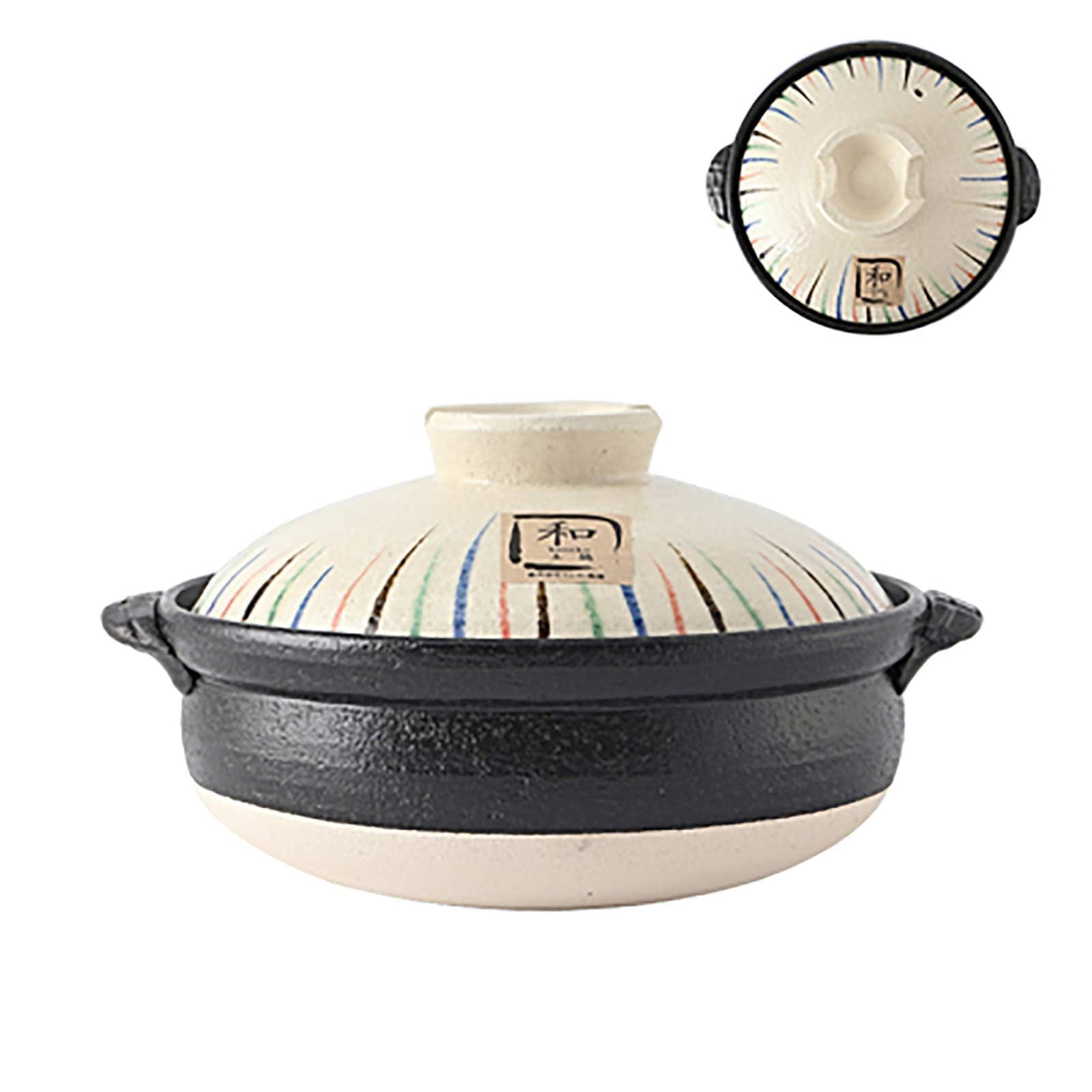 ZYJIX Japanese Donabe Clay Pot, Ceramic Earthenware Hot Pot, Preseasoned Stew Pot Made In Japan(Size:29.5x16cm,Color:B)