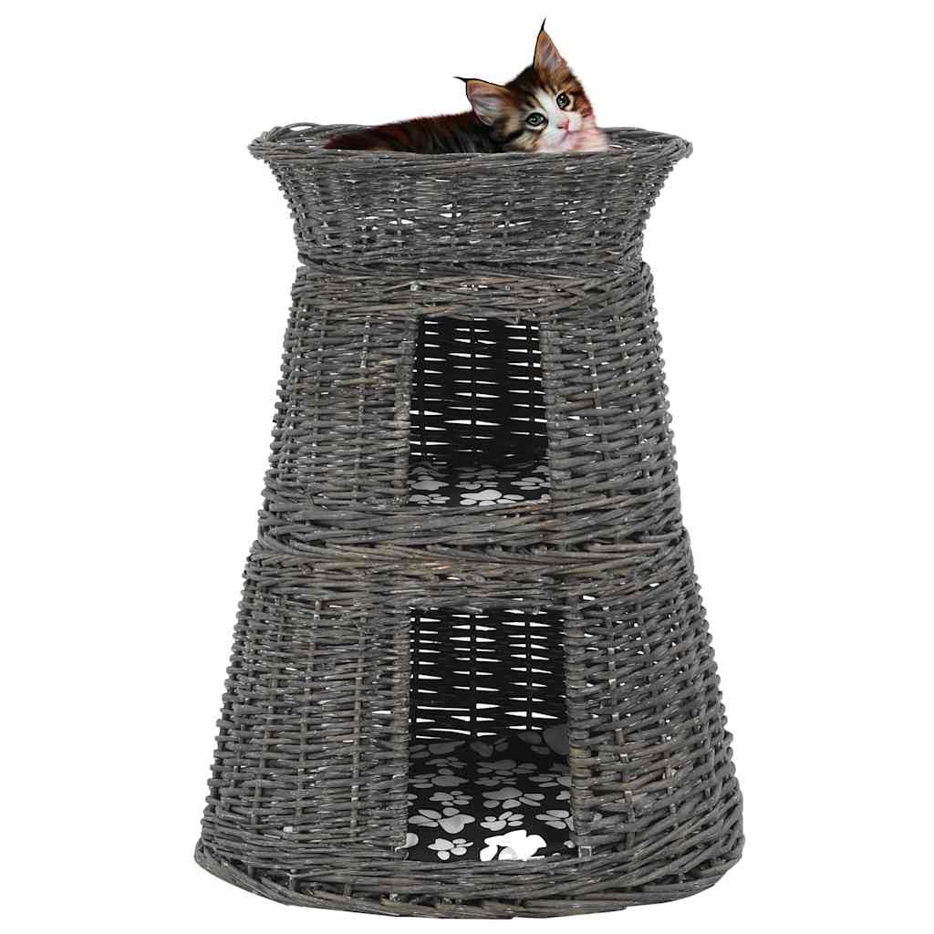 Ceste Gatti con Cuscini Grigio 3pz 47x34x60cm Salice e