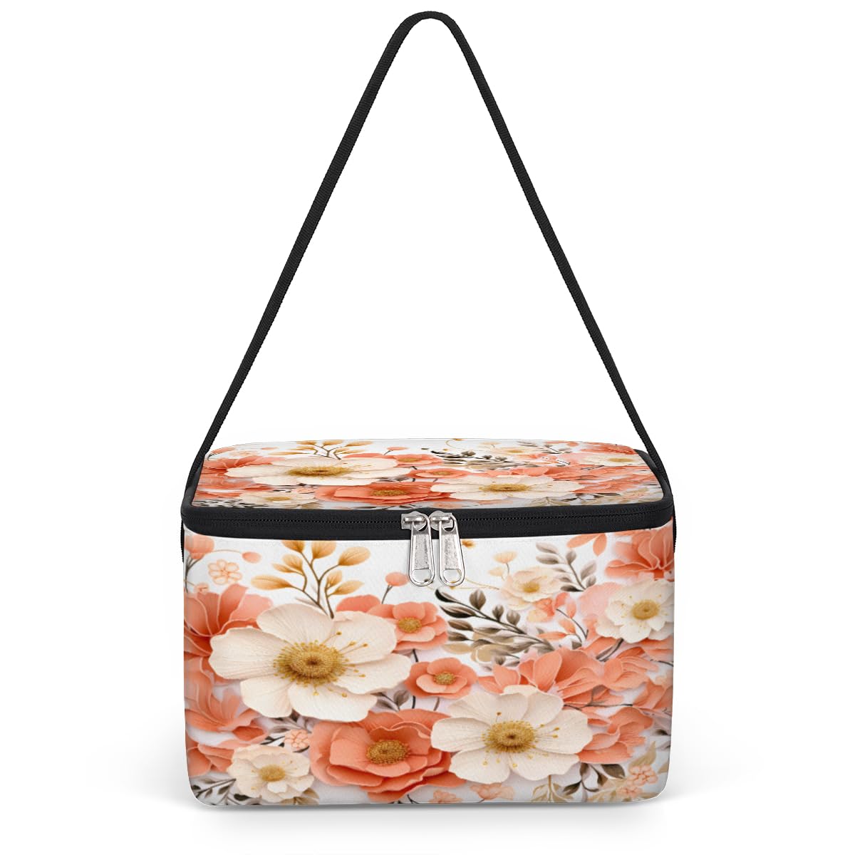GzLeyigou Pinks Floral Lunch Bags for Women Men 9 Cans, Hot & Cold Food Delivery Bag Insulated Grocery Bag Insulated Lunch Box Flowers Cooler Bag for Office Work Picnic Beach