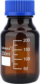 Labasics Amber Reagent Storage Bottle, Graduated, PP Screw Cap, 250 ml