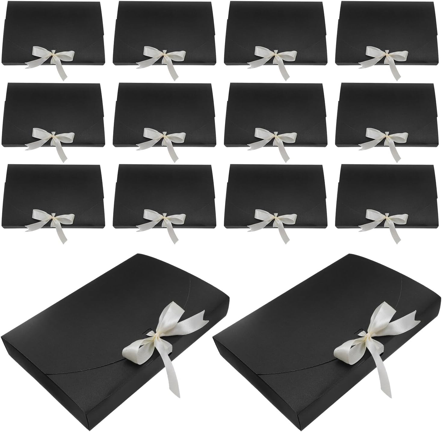 SECFOU 20pcs Black Pearlescent Paper Boxes for Shirt Scarf Packing, 26x17.5x3.5cm Robe and Underwear Wrapping Boxes for Wedding, Shower, Birthday Presents