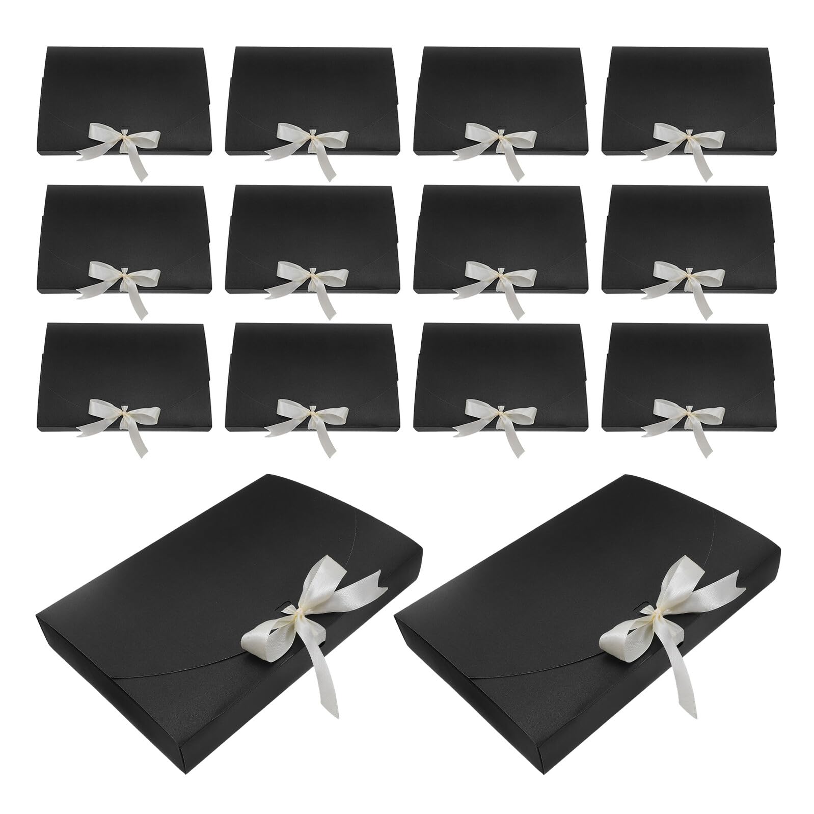 SEWACC 20 Stück Geschenkboxen für Schals und Hemden Schwarze Papierboxen mit Schleife Stabile Verpackung für Hochzeits und Geburtstagsgeschenke Vielseitige Aufbewahrung für Dessous und