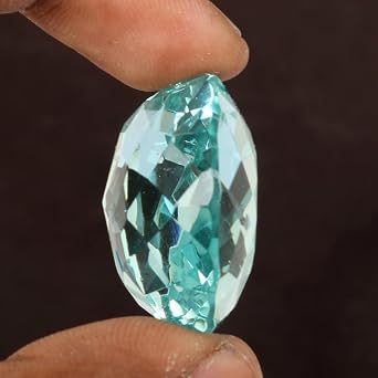 REAL-GEMS Beautiful Sky Blue Aquamarine 76ct Brilliant Round Cut Loose Gemstone, S, Gemstone, Simulated Aquamarine, Gemstone, created-aquamarine