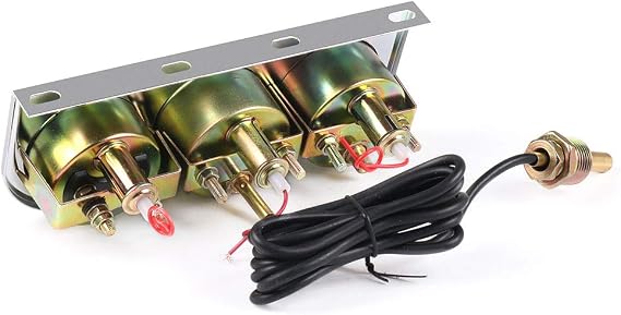 2 52mm Chrome Panel 3in1 Car Meter Oil Pressure Fahrenheit Water Temp Ammeter Triple Gauge Kit Set Black Face