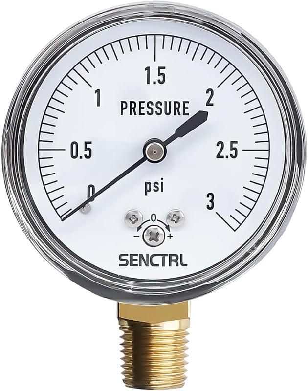0-3 Psi Low Pressure Gauge, 1/4" NPT Lower Mount | Capsule Gauge, 2-1/2" Dial Size, Zero Adjustment, for Air Water Gas Pressure Test