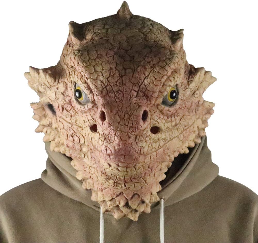 MOKRY PARTY Desert Spiny Lizard Mask Animal Head Mask Halloween Costume Pretend for Adults - Image 2