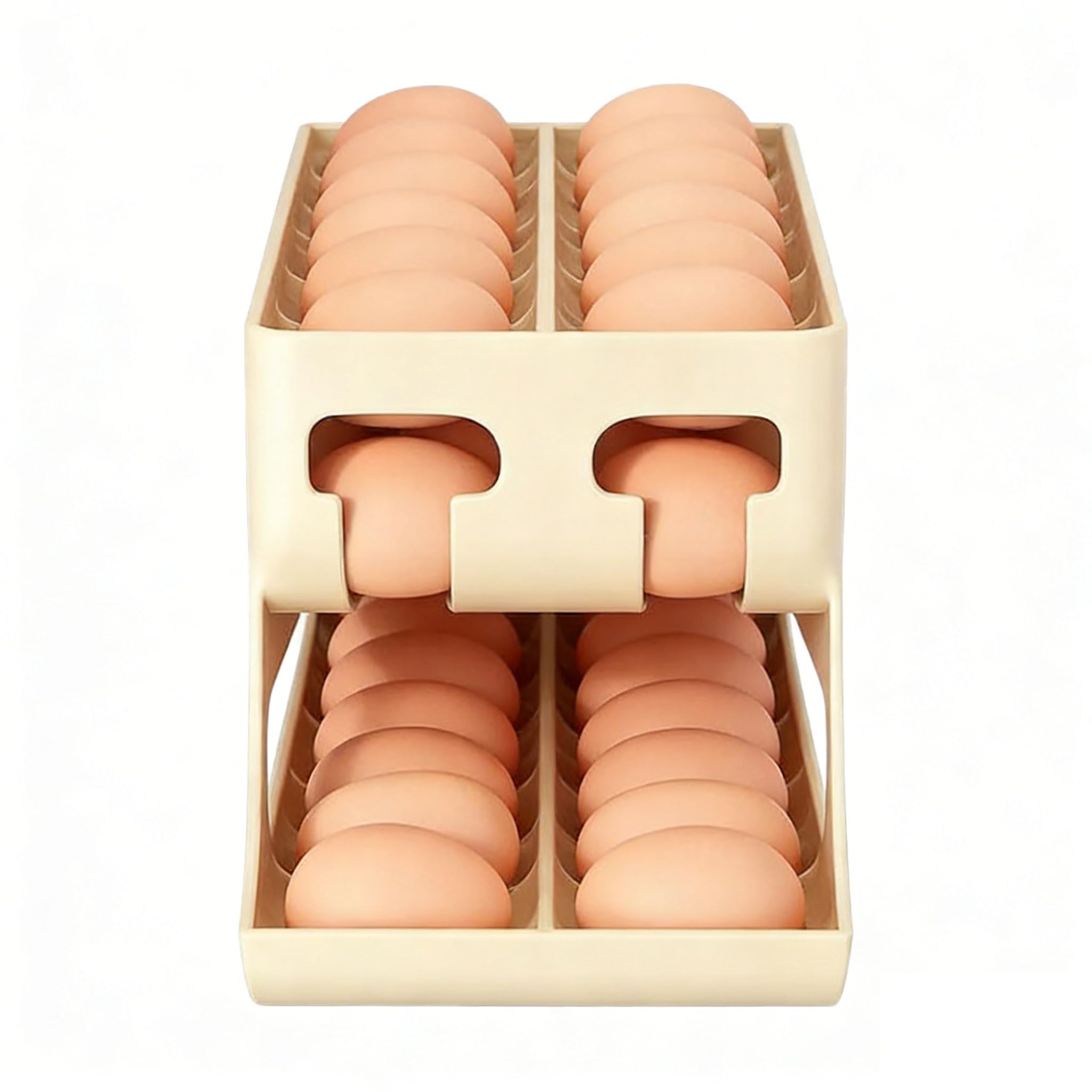 HGENAHGTF Practical Double Deck Eggs Box for Kitchen Storage Offering Easy Access and Fridge Door Fit Refrigerator Eggs Holder