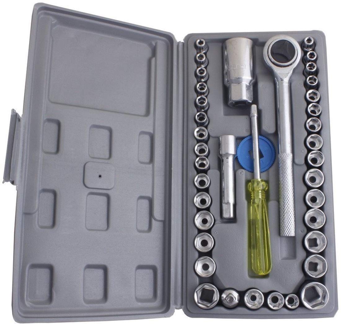 40 in 1 Tool Kit and Screwdriver and Socket Set Automobile Tool Box Set Socket Wrench Set Hardware Auto Repair Tools Socket Wrenches for Car and Bike Maintenance Home Applications Maintenance