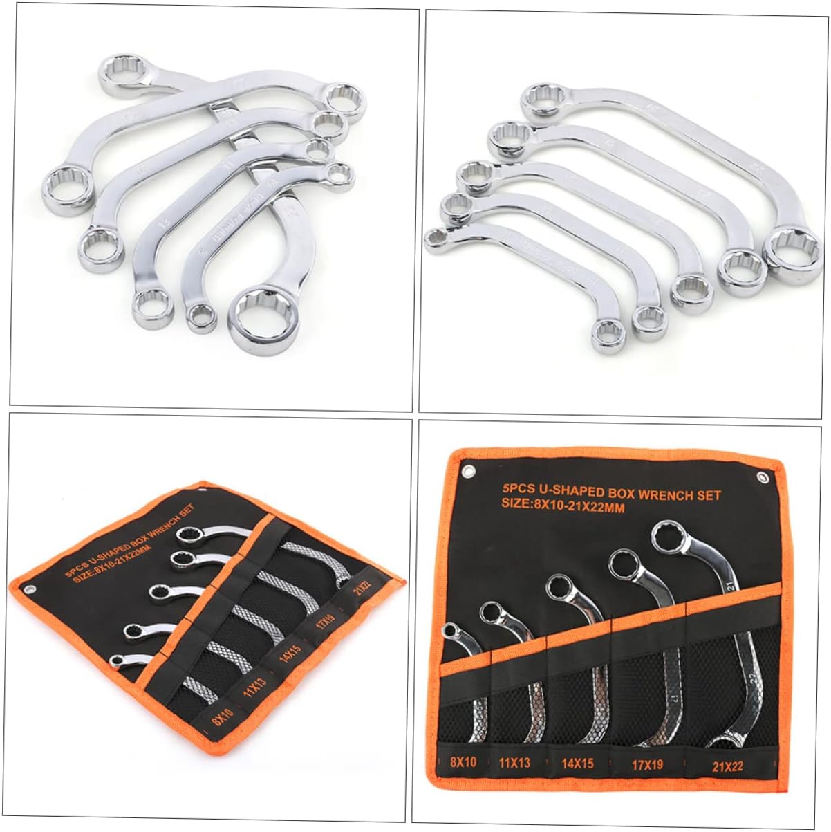 POPETPOP 5Pcs Double Head Box End Wrench Set Durable Socket Wrench for Tight Spaces Efficient Emergency Repairs Versatile Use