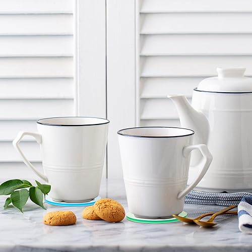 Vista 7 de Irenare 8 posavasos acrílicos coloridos de 3.9 pulgadas, bonitos posavasos redondos resistentes al calor, antideslizantes, estéticos para mesa