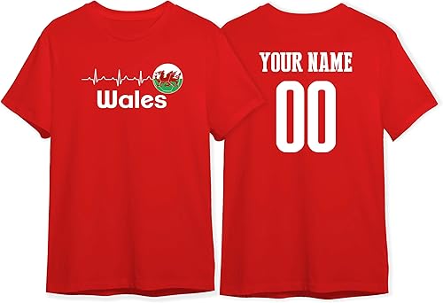 Miniatura 2 de Wales national Team Soccer T Shirt with Flag Add Custom Name Number