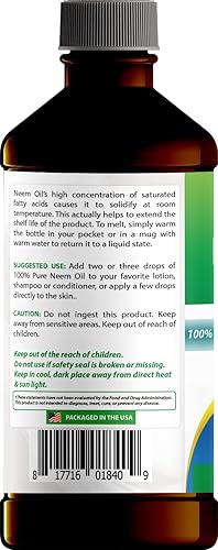 Miniatura 7 de Best Naturals Aceite de neem 100% puro, 100% prensado en frío y sin refinar, 16 onzas (2 botellas)