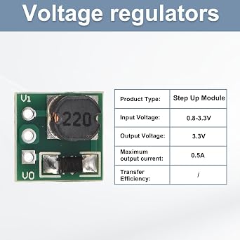 sourcing map DC-DC Boost Converter Voltage Regulator Step Up Module Mini Module 0.8-3.3V to 3.3V 0.5A for Power Adjustment Power Transformers 10 Pcs