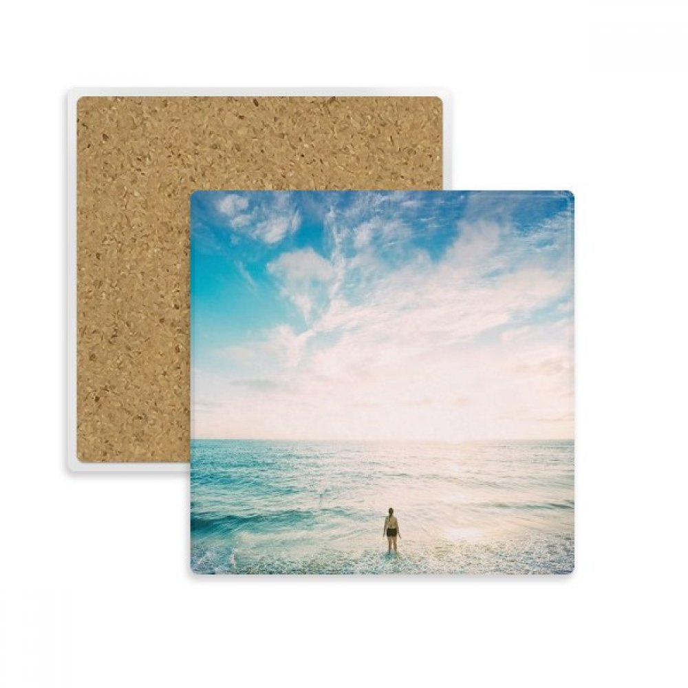 Dessous de verre pierre absorbante Ocean Sand Beach, support de tasse premium