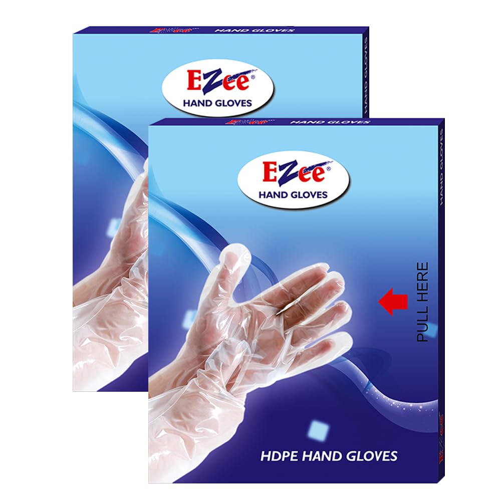 Ezee CRPL Ezee Biodegradable Disposable Hand Gloves Pack of 200 | Transparent & Disposable Gloves | Universal Size Gloves | For Gardening, Cleaning and Public Areas