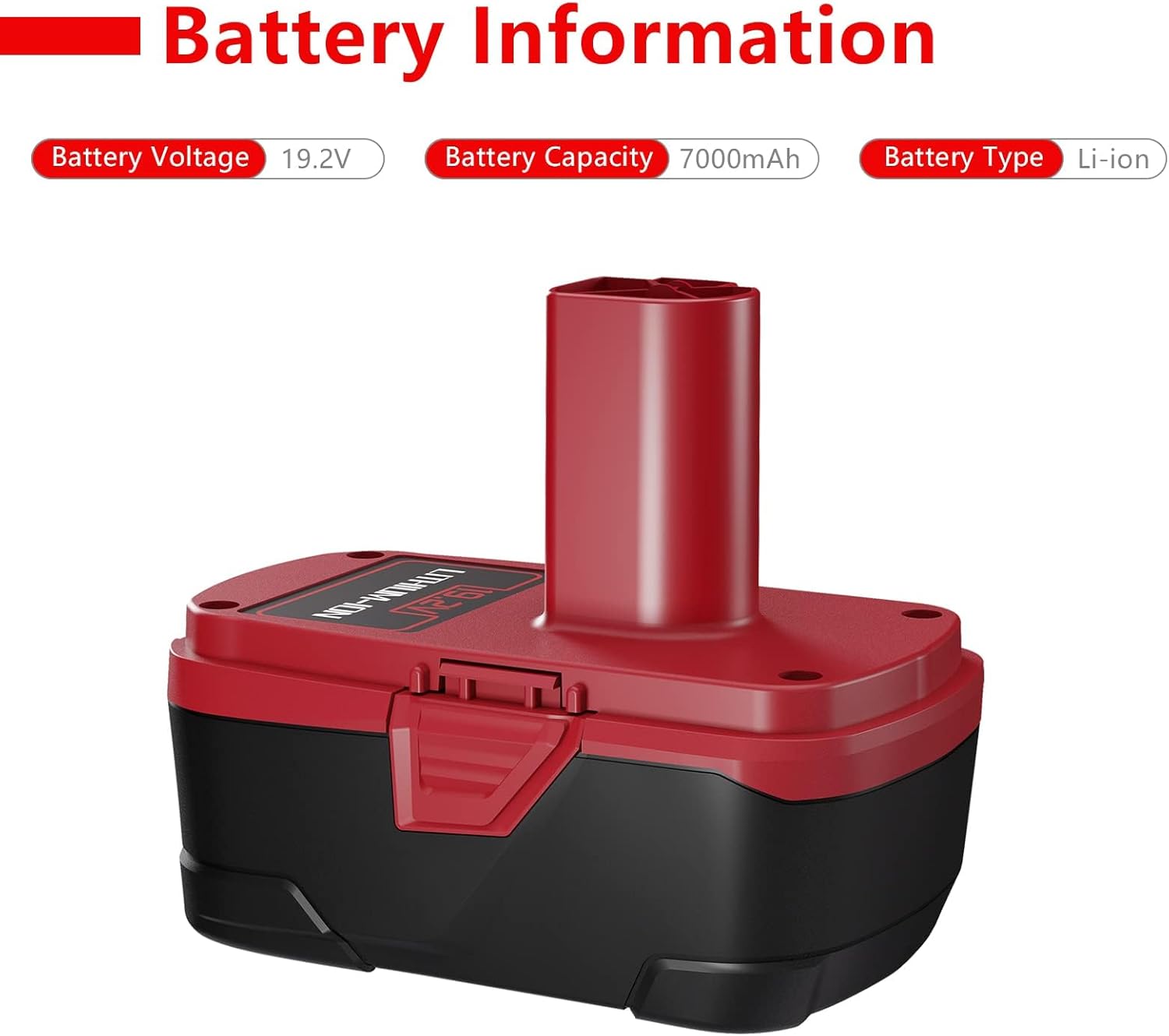 【New Model 7.0Ah Replacement for Craftsman 19.2 Volt Battery】 Lithium ion C3 Compatiable with 19.2V DieHard 130279005 11375 11376 120235021 1323517 315.113753 1323903 130211004 11045 315.115410 2Packs