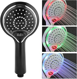 MAGT LED Duschkopf, 3 Farben Farbwechsel LED Licht Handbrause Digital Temperaturanzeige Dusche Brausekopf mit Fließendem Wasser Betrieben