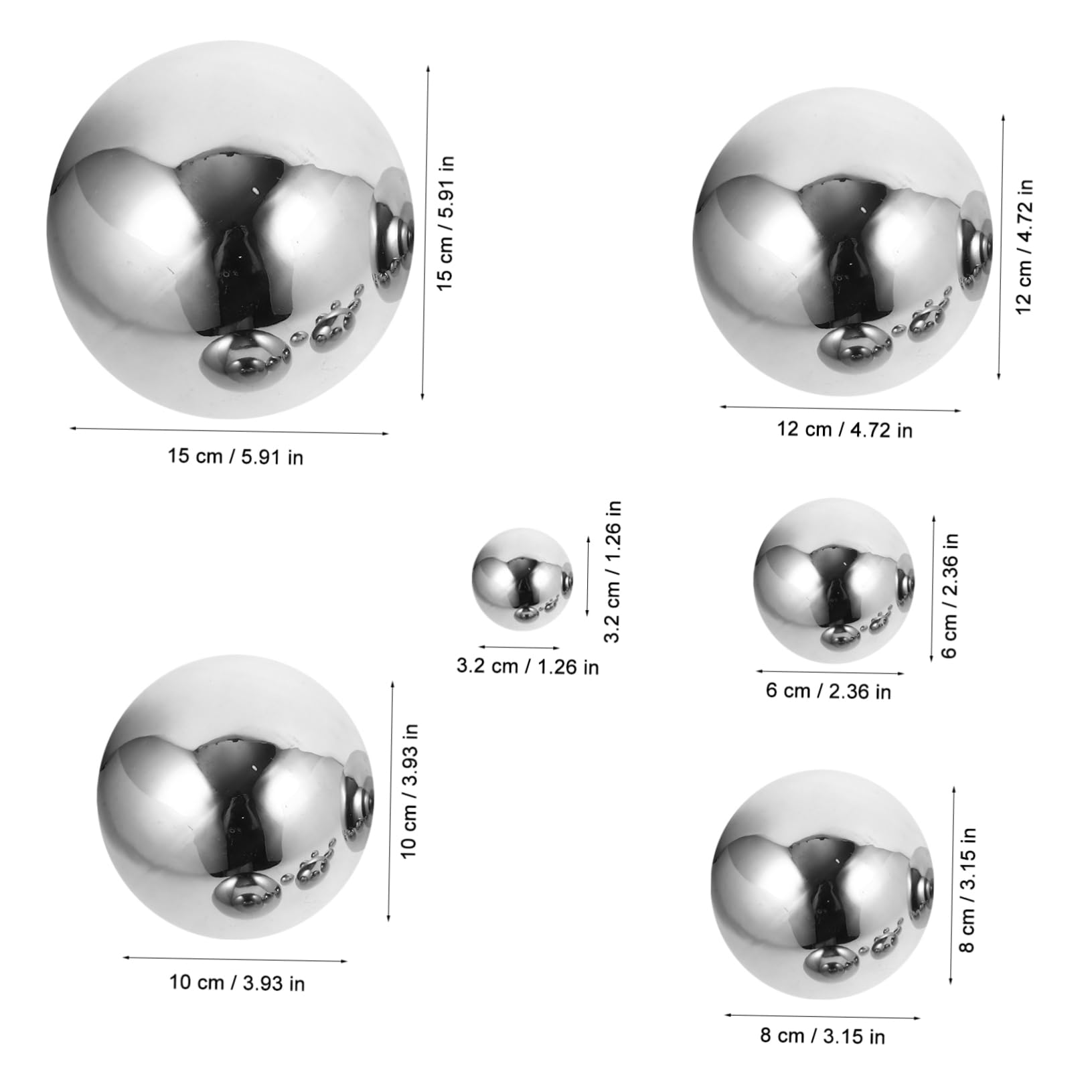 Levemolo 10pcs Stainless Steel Reflective Hollow Balls Outdoor Mirror Spheres Sturdy Garden Gazing Globes