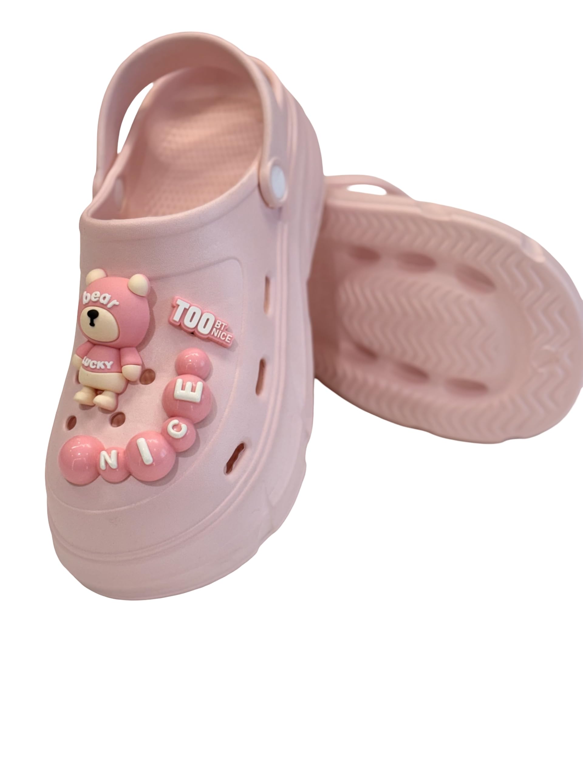 Women's Cute Pink Clogs | Soft EVA Lightweight Slip-On Sandals with Bear Charms | Anti-Slip Comfortable Casual Footwear-image-10