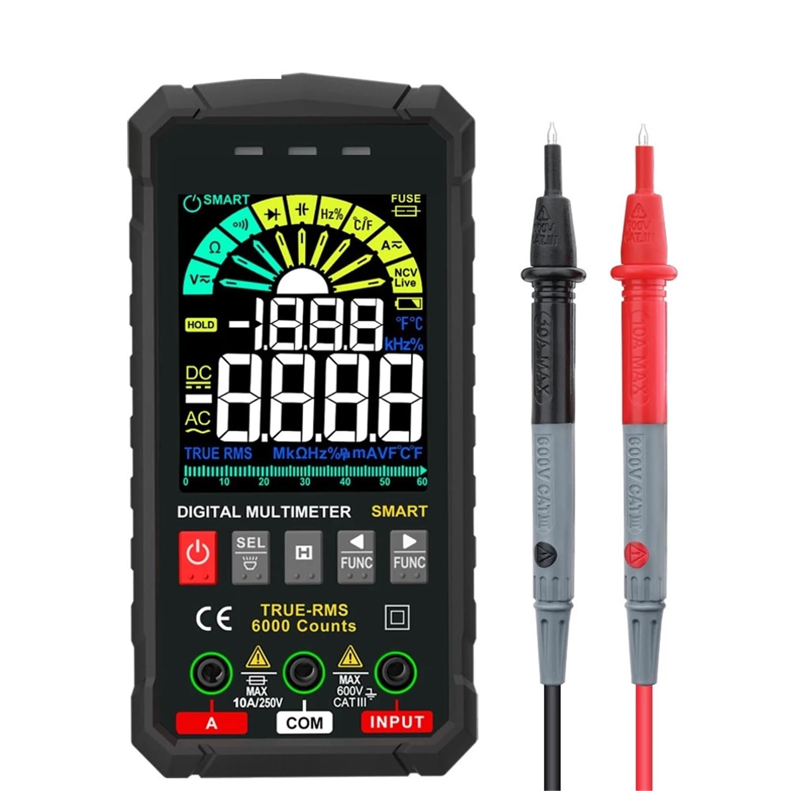 Multimètre numérique 600V intelligent pour mesure de tension et courant