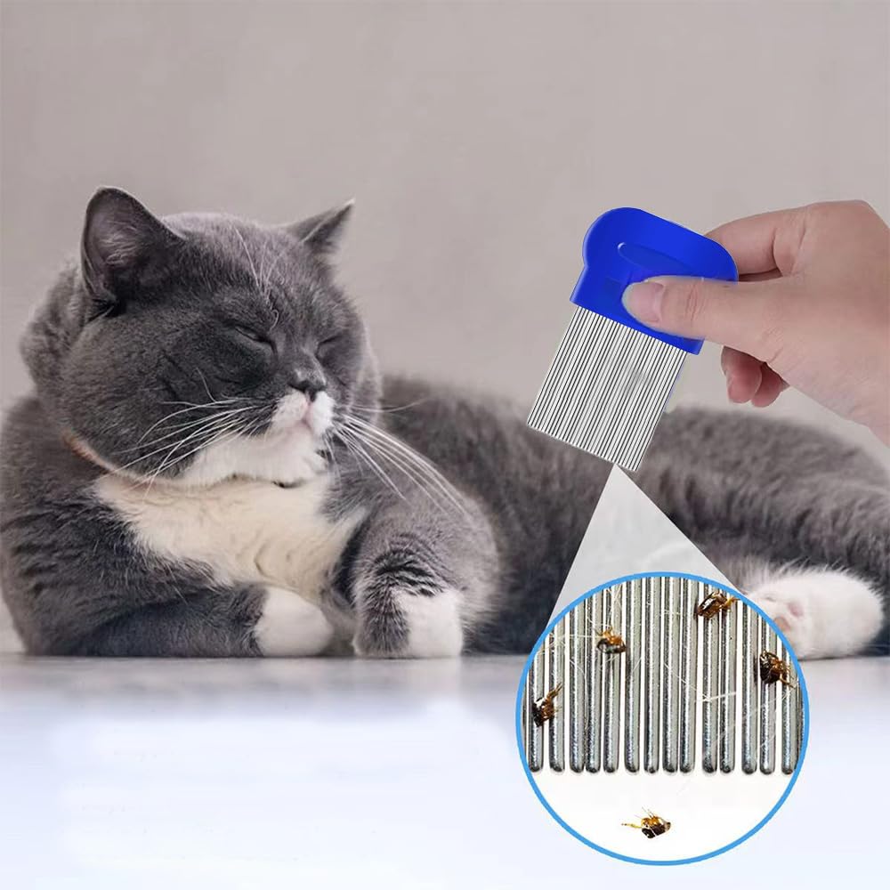 Set de peignes anti puces pour chats et chiens, 4 pièces, peigne de toilettage pour animaux outil d'épilation, peigne, pour chiots et chatons multifonctionnel