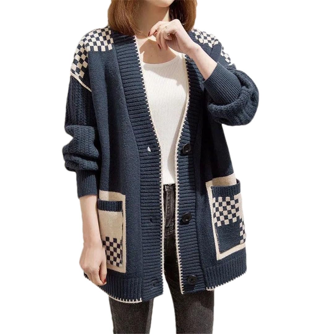 Abrigo De Suéter para Mujer Prendas De Punto Cárdigan Informal De Manga Larga con Un Solo Pecho Outwear