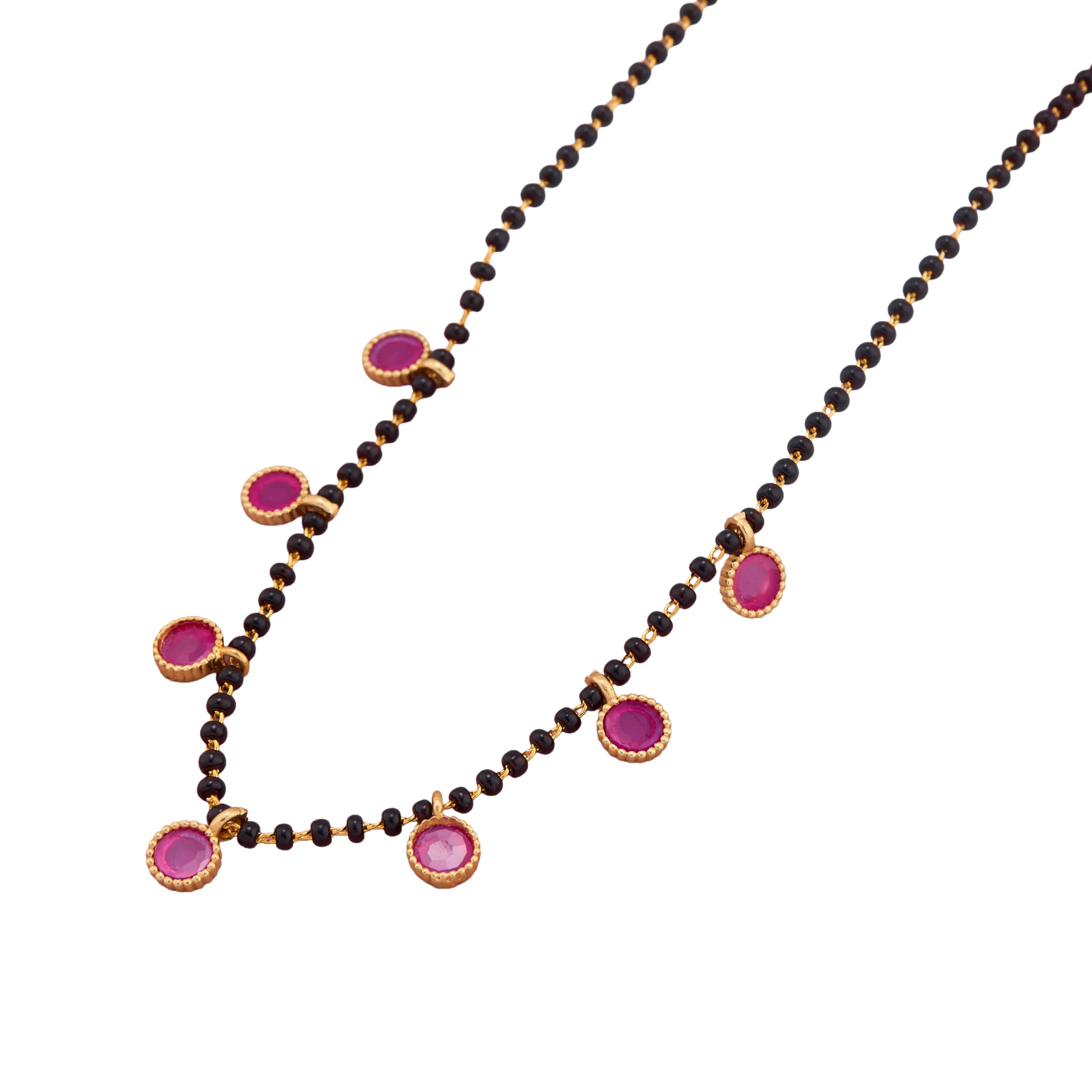 Charming Gold Plated Mangalsutra with Red Artificial Gems-image-22
