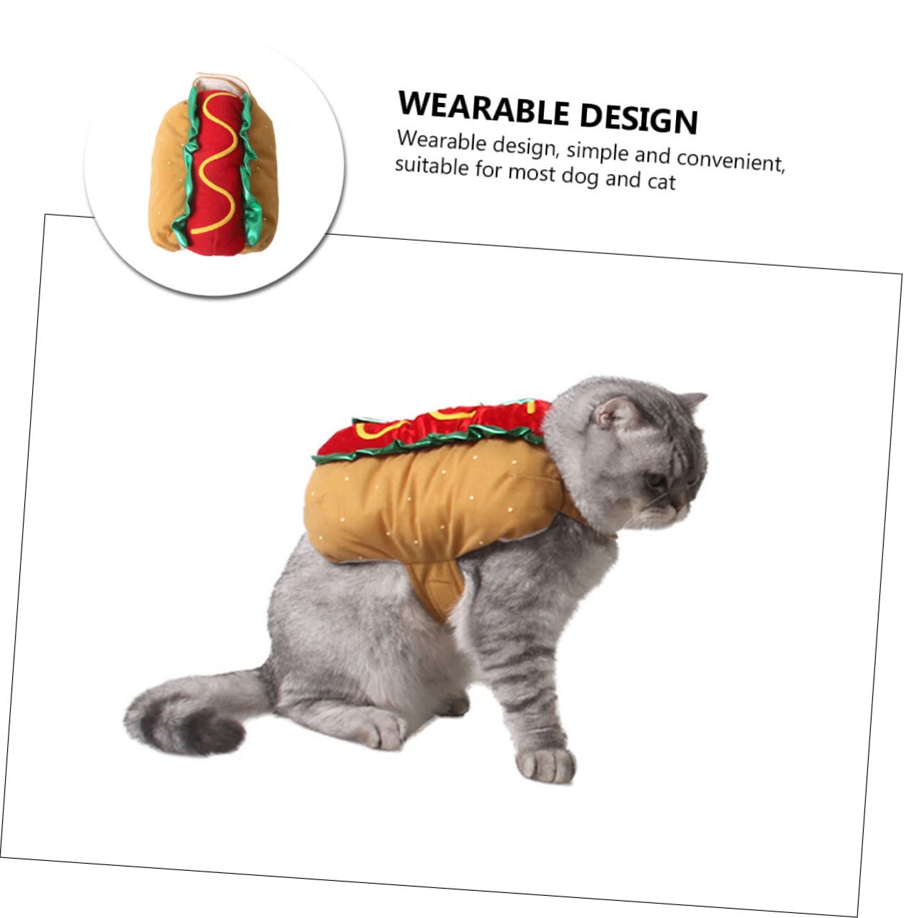 INOOMP Indumento Xxl Per Cani E Gatti Abbigliamento Natalizio Costume Da Hot Dog Per Feste Di Halloween