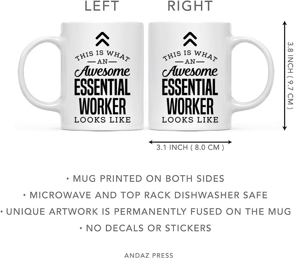 Andaz Press 11oz. Ceramic Coffee Tea Mug Thank You Gift, This is What an Awesome Essential Worker Looks Like, 1-Pack
