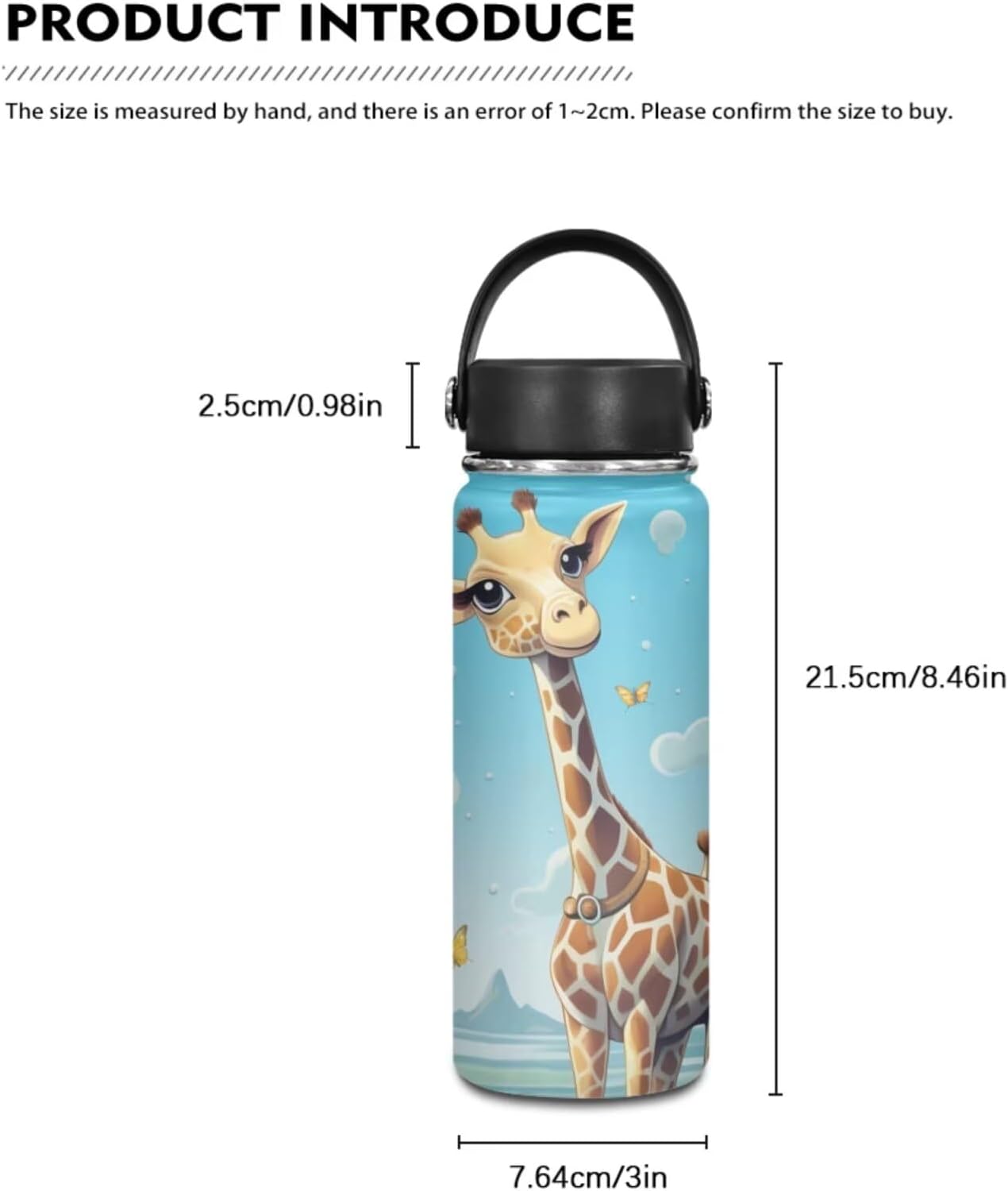Flashideas Cute Giraffe Kids Backpack Set 4Pcs with Lunch Box Insulated Water Bottle and Water Bottle Cover with Padded Strap Toddler Bookbag Elementary School Boys and Girls