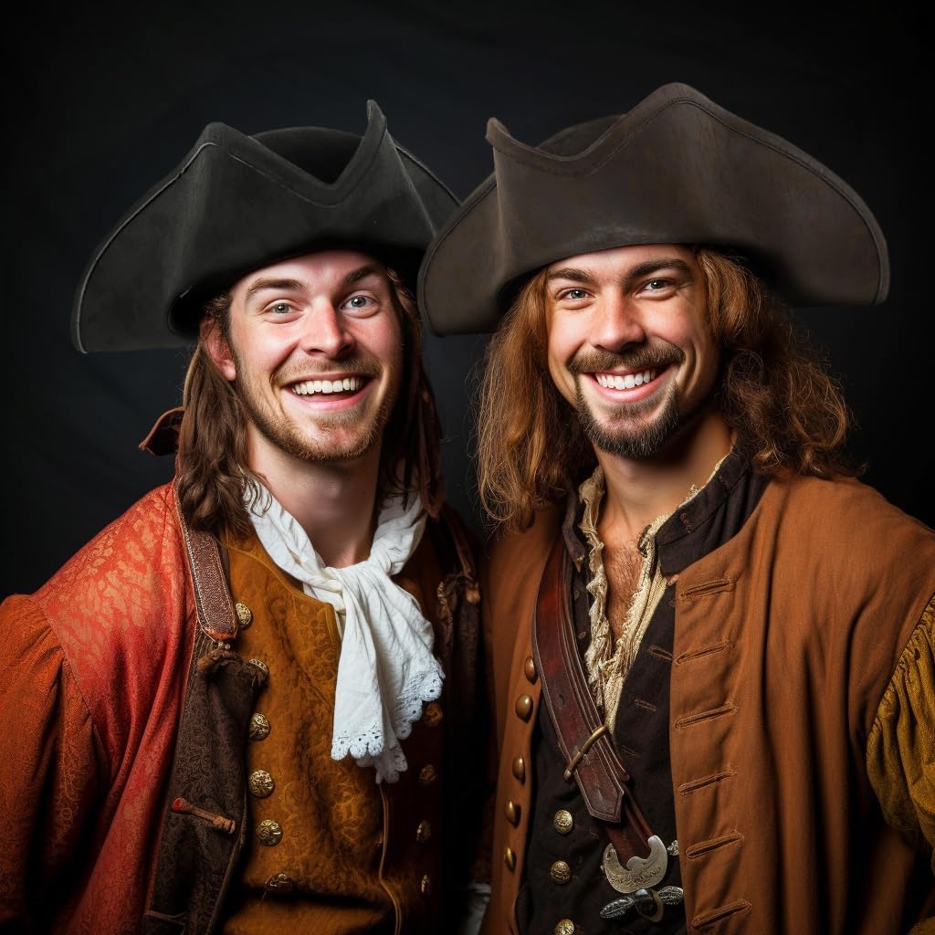 Pirate Hat Men's Adult Colonial Tricorn Hats Revolutionary war for Halloween Costume Accessories - Image 7