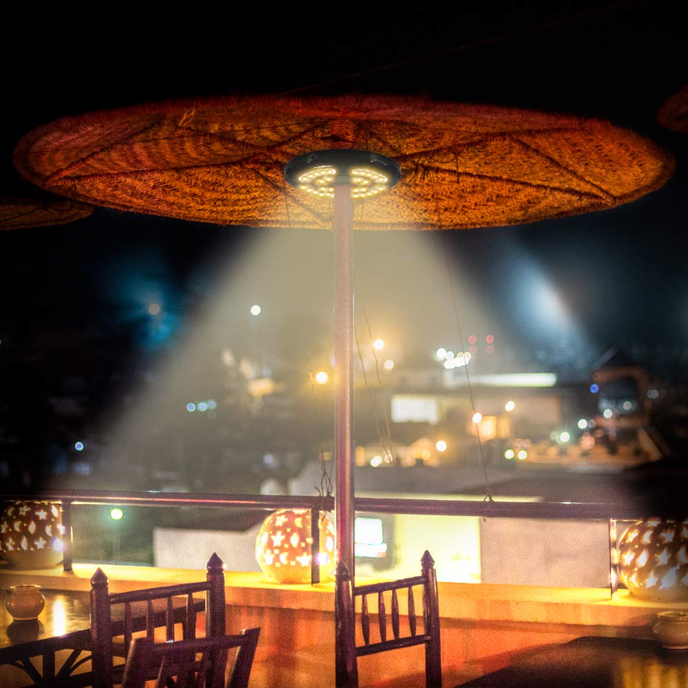 Lampada Ombrellone da Giardino Wireless Ricaricabile USB con 28 LED, 2 Modalità di Illuminazione, Durata: 18-54 ore, Luci per Ombrellone da Giardino Esterno Terrazzo Balcone