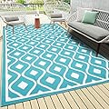 Pauwer Outdoor Rug Waterproof, 5'x7' Reversible Outdoor Plastic Straw Rug, Outdoor Patio Camping Rug RV Mat, Indoor Outdoor Area Rugs Carpet for Patio, RV, Picnic, Backyard, Deck, Balcony, Porch
