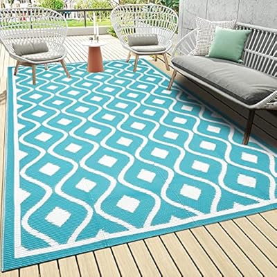 Pauwer Outdoor Rug Waterproof, 5'x7' Reversible Outdoor Plastic Straw Rug, Outdoor Patio Camping Rug RV Mat, Indoor Outdoor Area Rugs Carpet for Patio, RV, Picnic, Backyard, Deck, Balcony, Porch