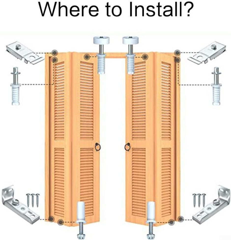 Bifold Door Repair Kit Closet Door Hardware Set Folding Door Replacement Parts Bi Fold Pivot Pin Top Guide Wheel Bottom Bracket Assembly Metal Wood Plastic