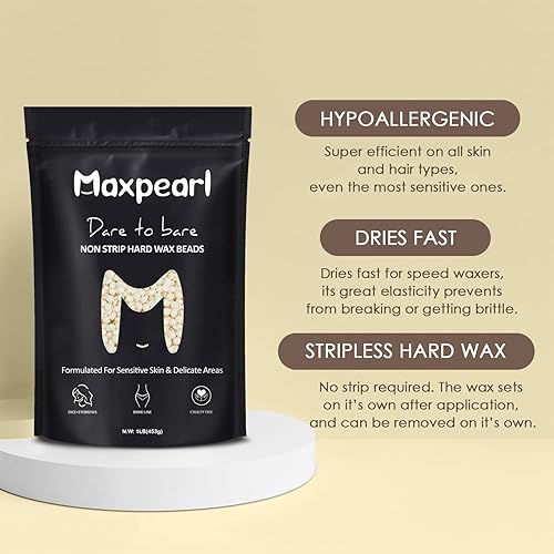 Miniatura 4 de Maxpearl - Cuentas de cera para depilación facial, granos de cera dura hipoalergénica de 1 libra con ingredientes naturales para piel sensible,