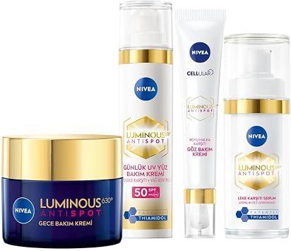 NIVEA Luminous630 Anti-Blemish Skin Care Set,Day Face Cream 50ml,Night Cream,Skin Serum,Eye Cream
