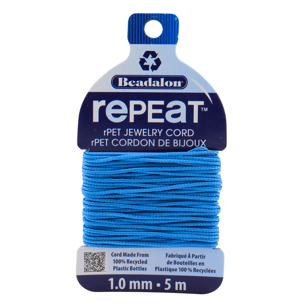 Cordon bracelet plastique recyclé bleu ciel Beadalon Repeat anti-usure pour perles