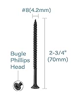 Vista 3 de IMScrews 50 tornillos Phillips de cabeza plana #8 x 2-3/4 pulgadas para paneles de yeso, rosca fina, tornillo de madera de punta afilada, acero al