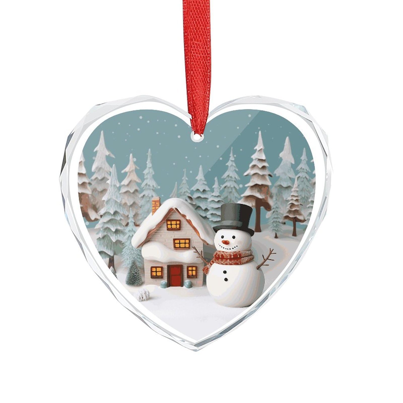 Wsoihfec Style Snowman And Village Engagement Gifts For Couples, Glass Ornaments Just Married Bridal Shower Decor, Heart Keepsake Decor For Bride & Groom
