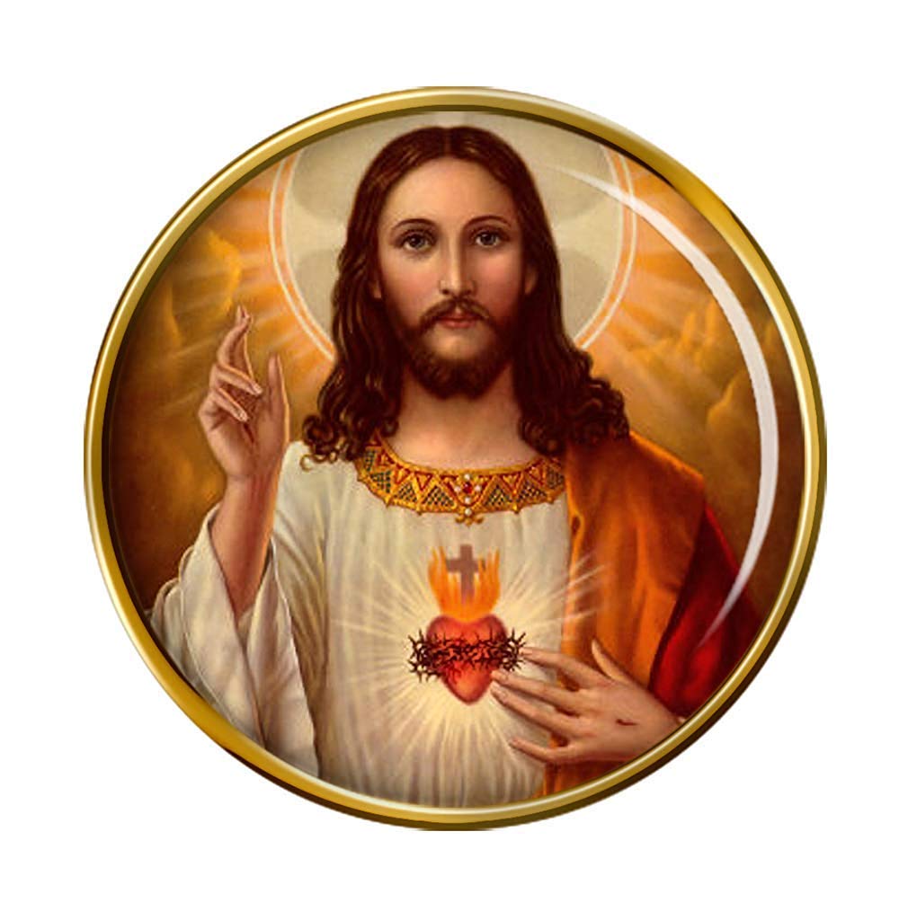 Family-Crests.com Men's Gold Sacred Heart Pin Badge