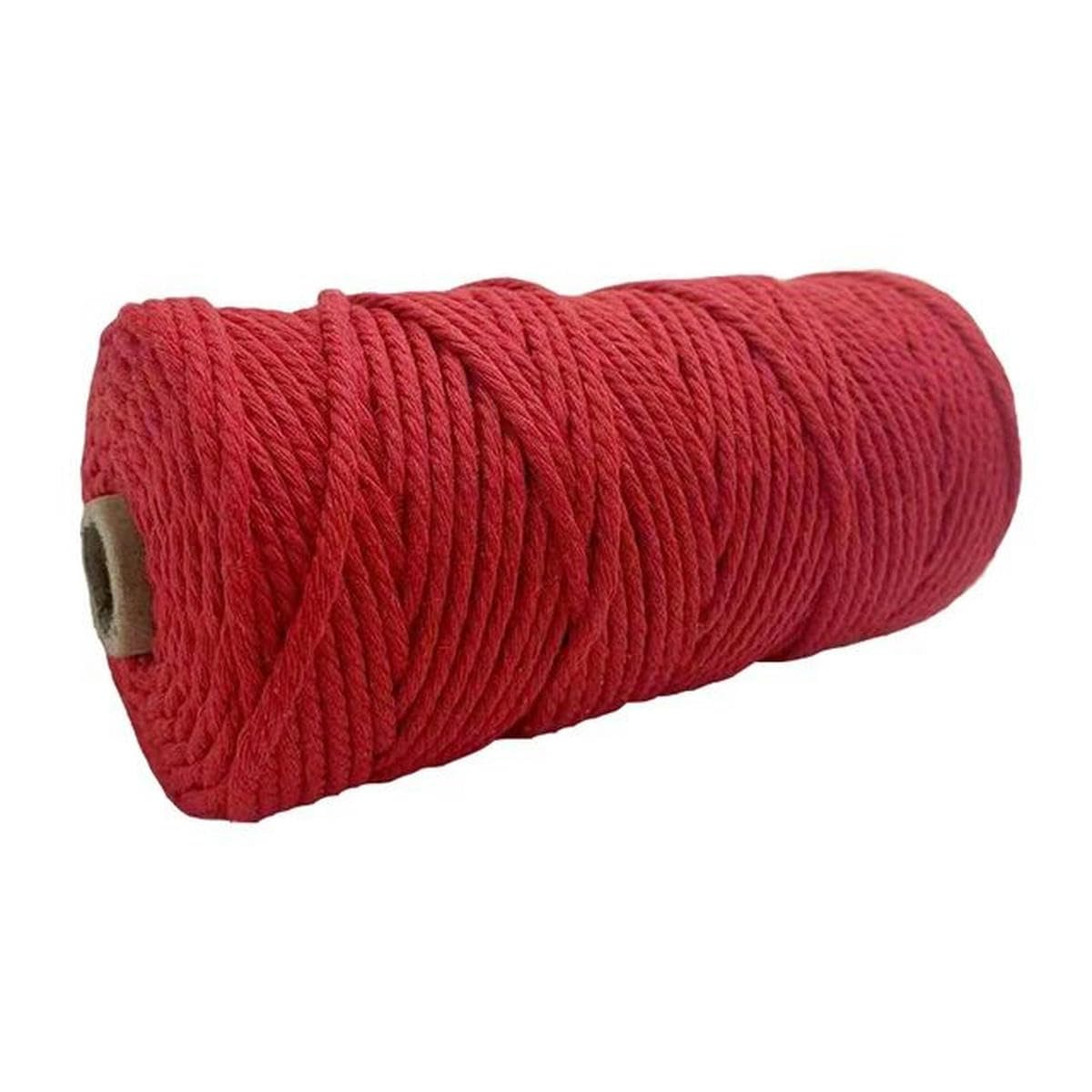 Cordones De Algodón Para Bricolaje De 3/4 Mm Cordón De Macramé De Hilo Colorido Hecho A Mano 200 M Cuerda Decorativa Textil-Rojo-4mmx100m