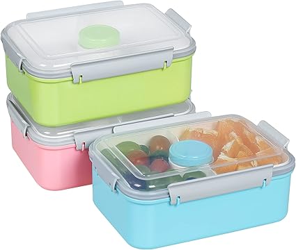Amazon Shopwithgreen サラダ食品保存容器3個セット 持ち運び用 40オンス 弁当箱 取り外し可能なトレイ ドレッシングポット付き ランチ スナック 学校 旅行に 食品準備用保存容器 蓋付き Shopwithgreen 保存容器 キャニスター 通販