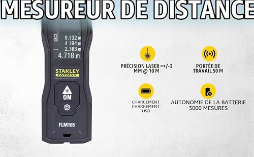 Télémètre laser FLM165 50m ± 1.5mm IP 40 STANLEY - vue 3