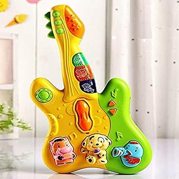 FI - FLICK IN Cute Musical Guitar Toy with Colorful Animal Keys, Songs and Sound and Light Effects Toys for Kids, Baby ,Infant Toddlers, Toy for Boys and Girls (Pack of 1) (Multicolor)