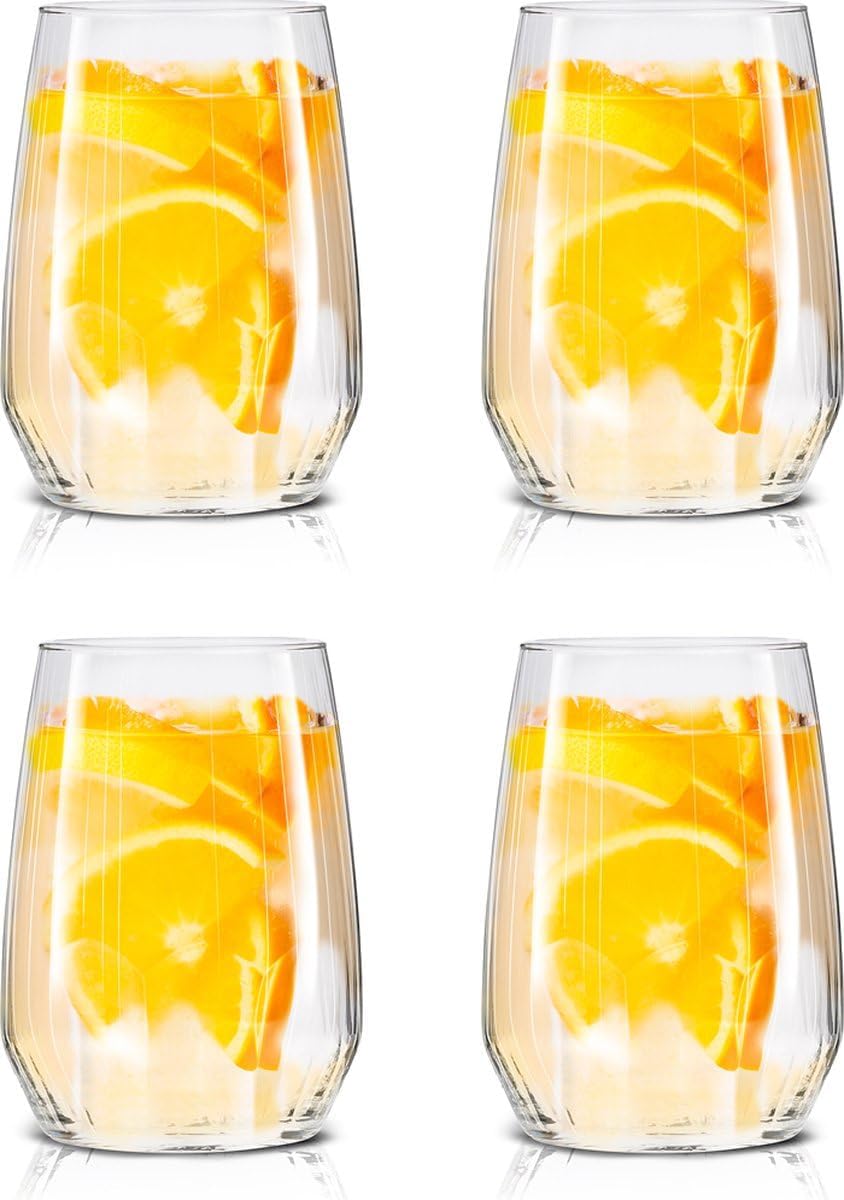 alpina Glasses Set of 4 - Drinking Glasses Approx. 44cl - Glass for Water, Juice and Drinks - Dishwasher Safe Water Glasses Set - Glasses & Drinkware for Everyday Use - Transparent