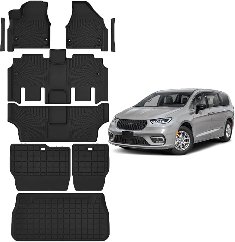 Tapetes automotivos 3D em TPE para Chrysler Pacifica 7/8 lugares 2017–2026, exceto Hybrid e Pinnacle, Orybot