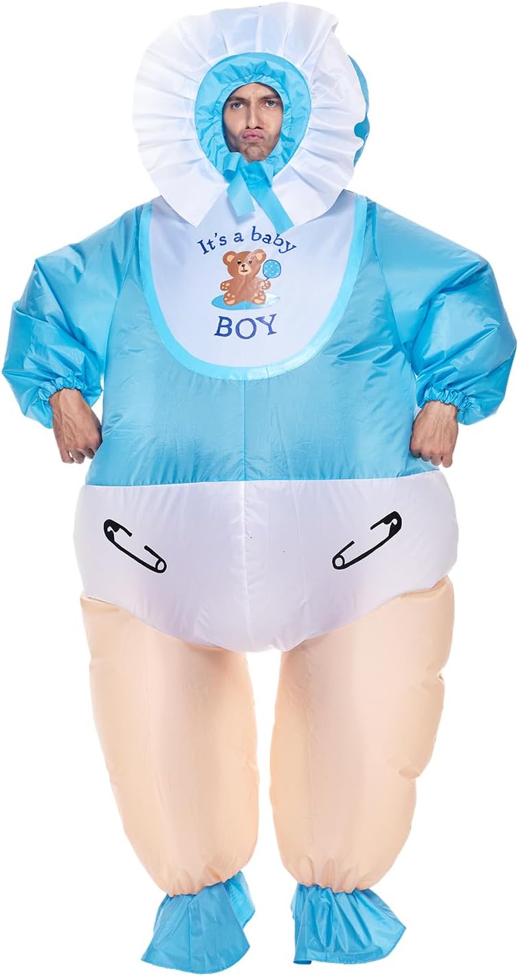 EraSpooky Men's Inflatable Baby Boy Costume Funny Blow Up Costumes for Baby Shower Gender Reveal Party